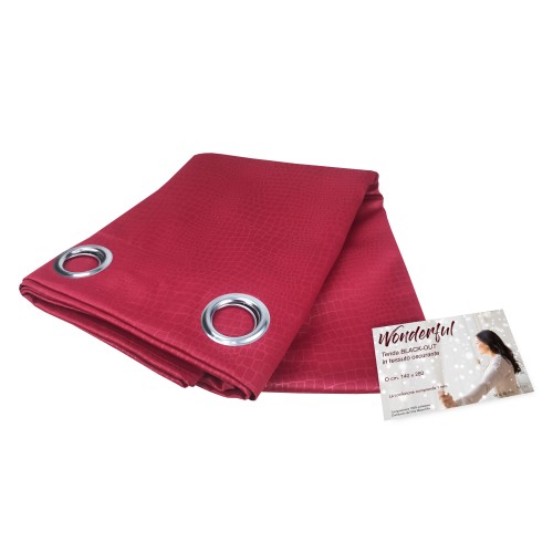 TENDA WONDERFUL in tinta unita BORDEAUX CM. 140X280 BLACK OUT confezionata
