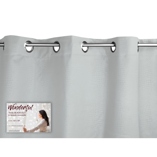 WUNDERBARER VORHANG in Unifarbe GREY CM. 140X280 BLACK OUT verpackt