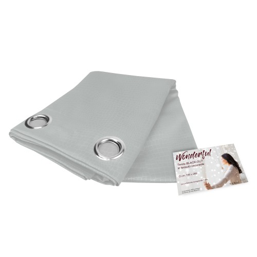 TENDA WONDERFUL in tinta unita GRIGIO CM. 140X280 BLACK OUT confezionata