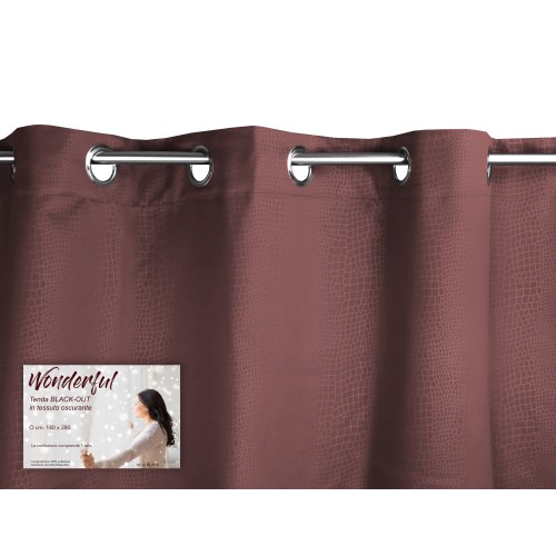 TENDA WONDERFUL in tinta unita MARRONE cm. 140X280 BLACK OUT confezionata