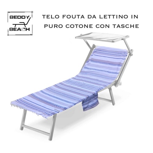 TELO MARE fouta LETTINO JOY in cotone BEDDY BEACH © con tasche MISURA CM. 80 X 200