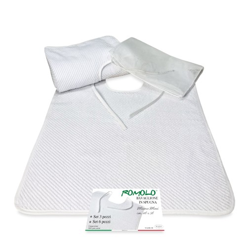 ADULT BIB SET solid white ROMOLO © gag with LACES complete with washing bag