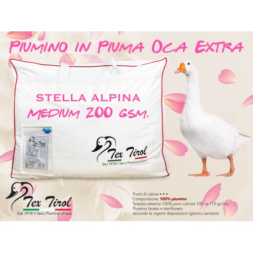 PIUMINO TEX TIROL © STELLA ALPINA MEDIUM 200 gsm. 100% PIUMINO OCA LEGGERO PRIMAVERILE ESTIVO