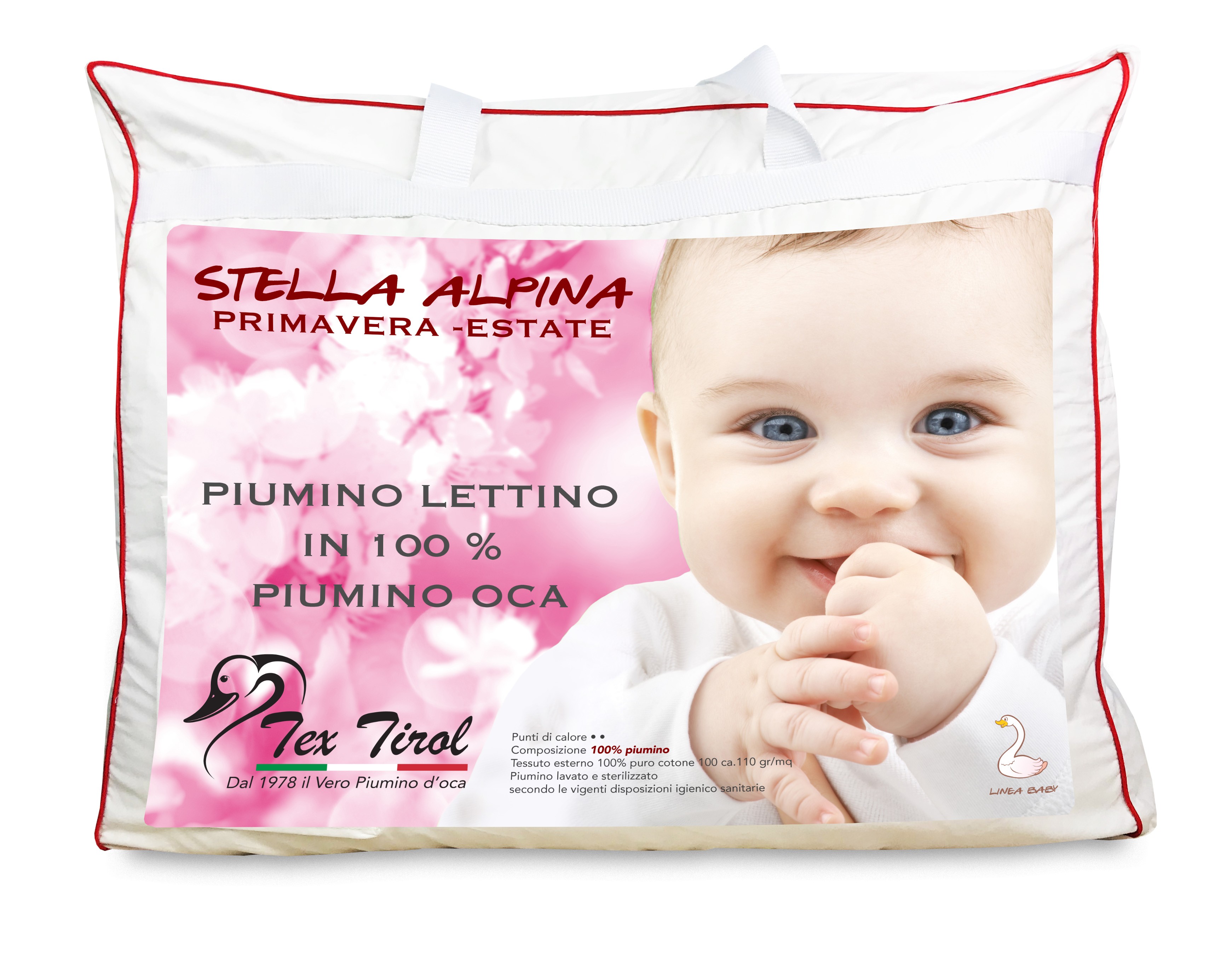 Piumino Tex Tirol in 100 piumino oca da lettino cm. 80 x 120
