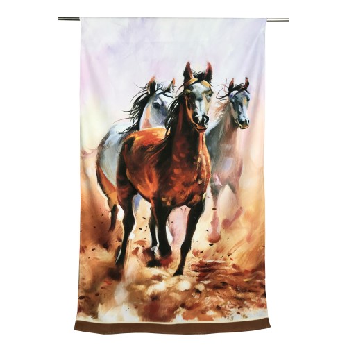 Serviette éponge peinture chevaux Grande taille 90 x 170 cm