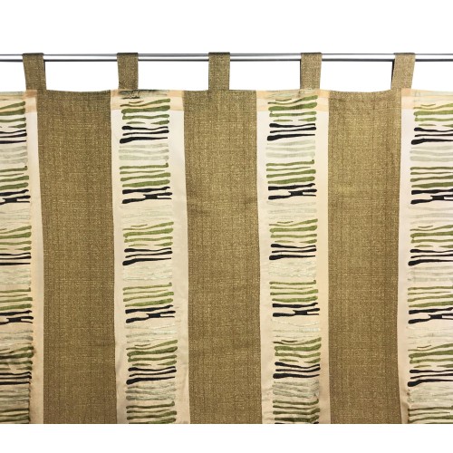 Rideau FLOCK rayé 140x290 cm emballé avec empiècements chenille