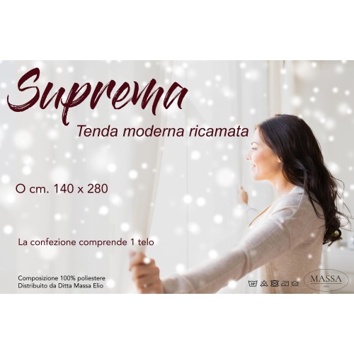 TENDA TENDAGGIO SUPREMA rigata e ricamata CM. 140X280 CONFEZIONATA