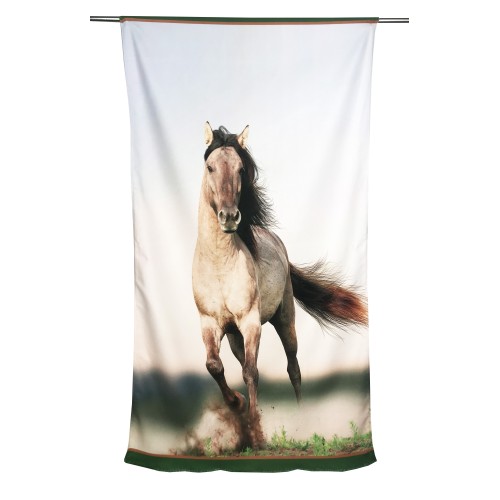 BEACH TOWEL in terry HORSE in RACE size large cm. 90 X 170