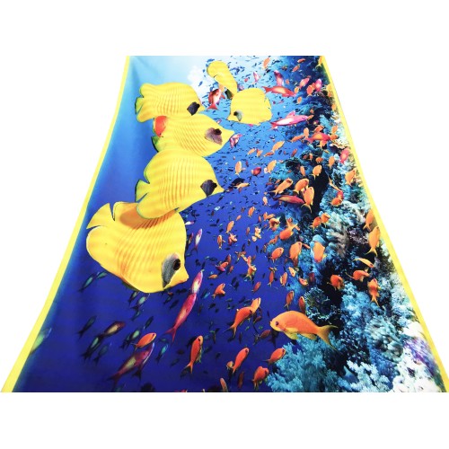 Serviette de plage poisson jaune tropical, grande taille 90 x 170 cm.