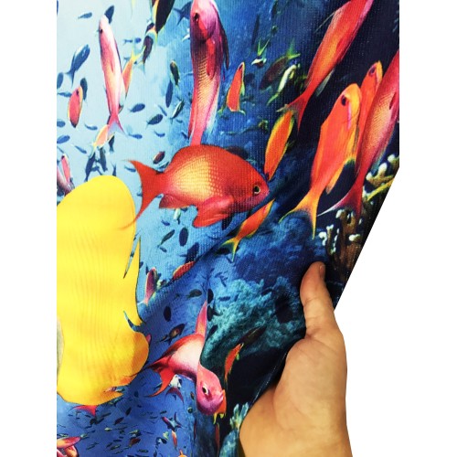 Serviette de plage poisson jaune tropical, grande taille 90 x 170 cm.