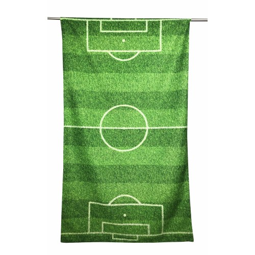 Serviette de plage en éponge, terrain de football, grande taille, 90 x 170 cm