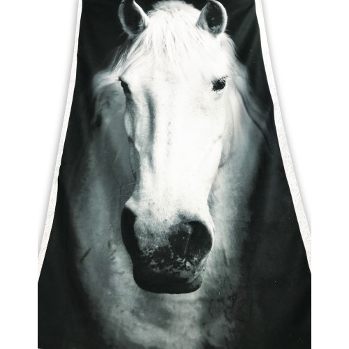 FROTTEE STRANDTUCH WEISSES PFERD Größe groß cm. 90 X 170 CM