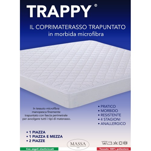 COPRIMATERASSO TRAPUNTATO in morbida MICROFIBRA TRAPPY imbottito