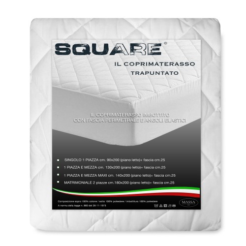 QUILTED CROSSBAR MATTRESS COVER WITH ELASTICATED BAND in pure cotton