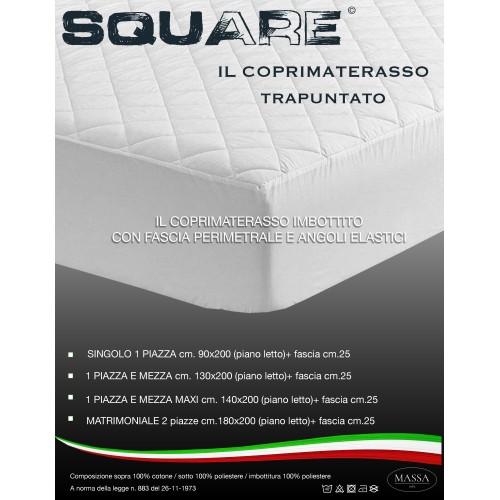 COPRIMATERASSO TRAVERSA TRAPUNTATA CON FASCIA ELASTICIZZATA in puro cotone