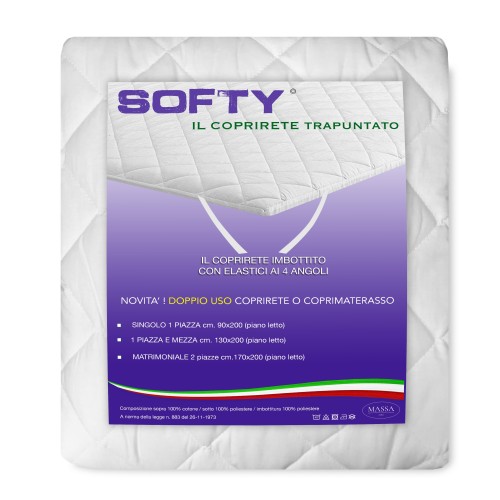 COPRIRETE TRAPUNTATO SOFTY © in cotone DOPPIO uso COPRIMATERASSO