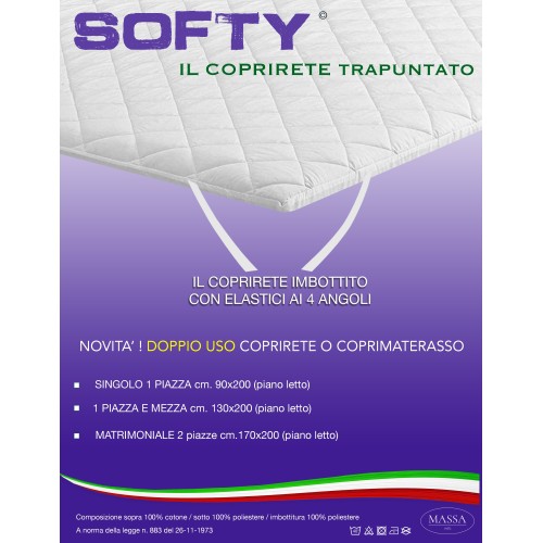 COPRIRETE TRAPUNTATO SOFTY © in cotone DOPPIO uso COPRIMATERASSO