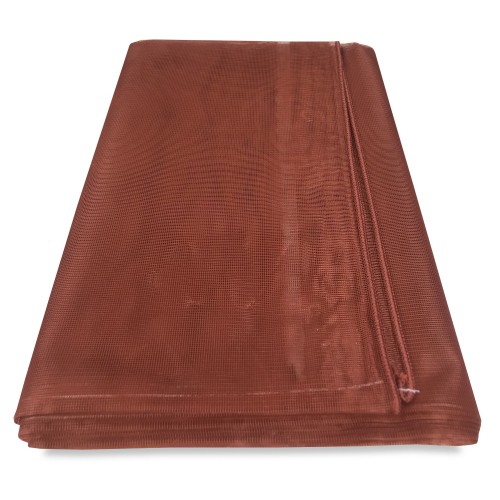 Moustiquaire marron uni - Filet Marquisette dense 100 % polyester - Œillets en acier, prêt à l’emploi, fabriqué en Italie