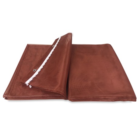 Brown mosquito net with plastic hooks and double top finish
