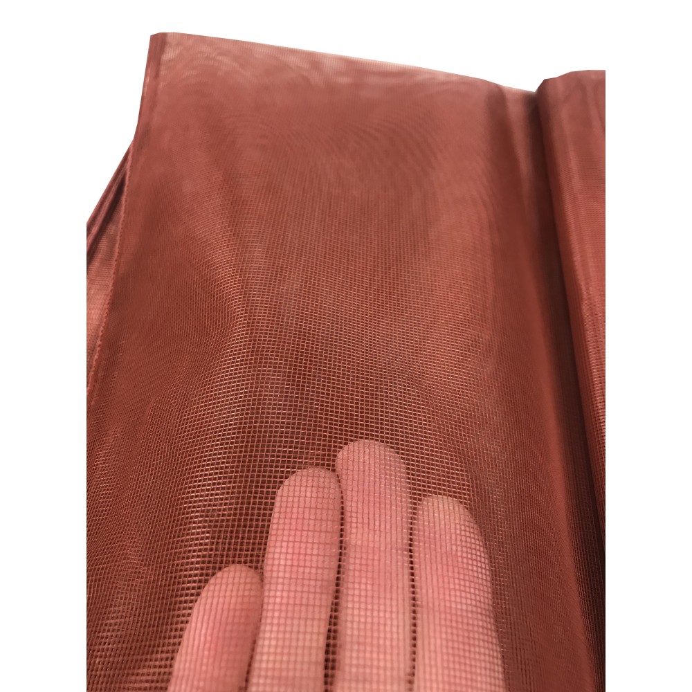 Moustiquaire marron uni - Filet Marquisette dense 100 % polyester - Œillets en acier, prêt à l’emploi, fabriqué en Italie