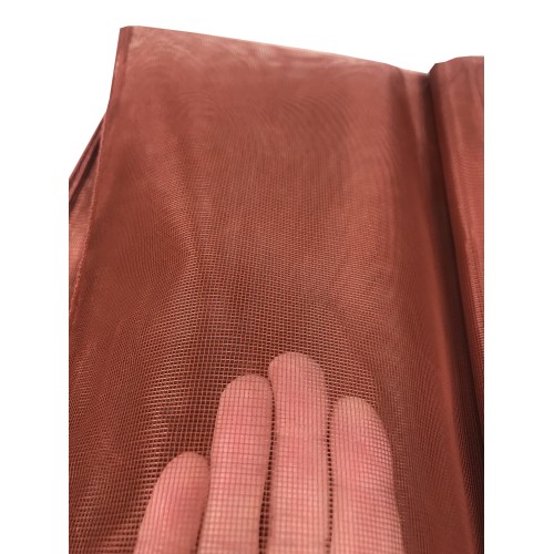 Moustiquaire marron uni - Filet Marquisette dense 100 % polyester - Œillets en acier, prêt à l’emploi, fabriqué en Italie