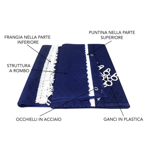 MOSQUITERA EXTERIOR CORTINA JARDÍN BALCÓN rombo macizo AZUL cm.150X250 calidad extra
