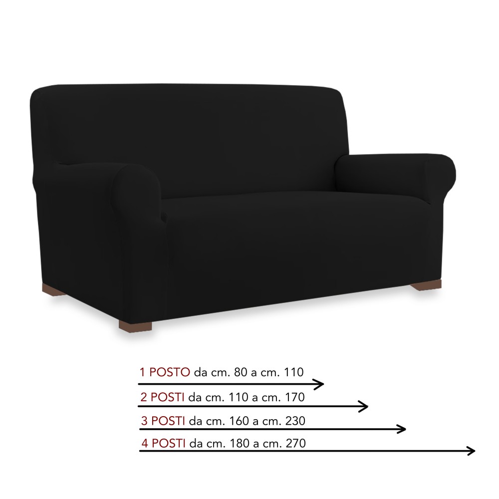Funda de sofá elástica universal ROMA resistente a las manchas NEGRO