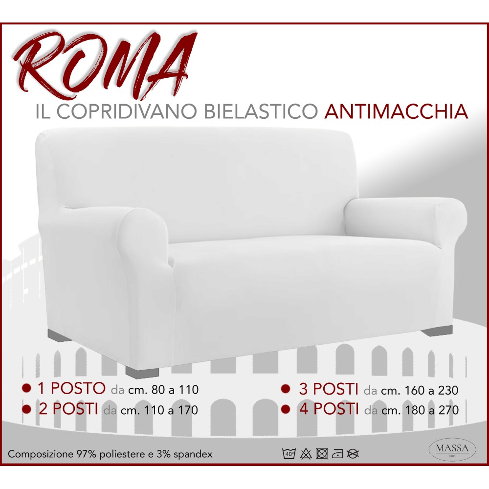 COPRIDIVANO Universale elasticizzato ROMA antimacchia BIANCO