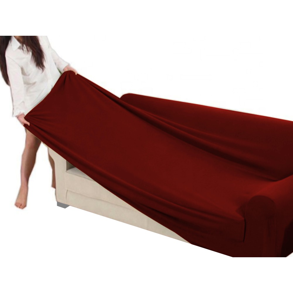 Universal-Stretch-Sofabezug ROMA schmutzabweisend BORDEAUX