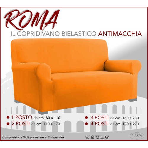 Housse de canapé universelle élastiquée et résistante aux taches ROMA ORANGE