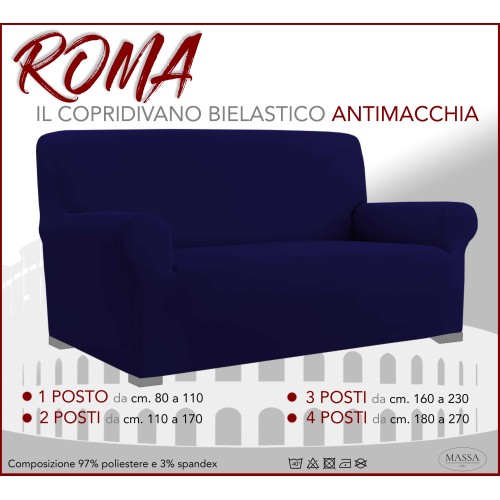 Universal stretch sofa cover ROMA stain-resistant DARK BLUE