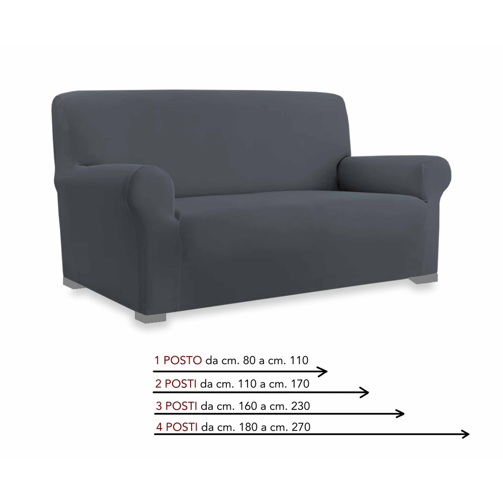 Universal stretch sofa cover ROMA stain-resistant DARK GREY