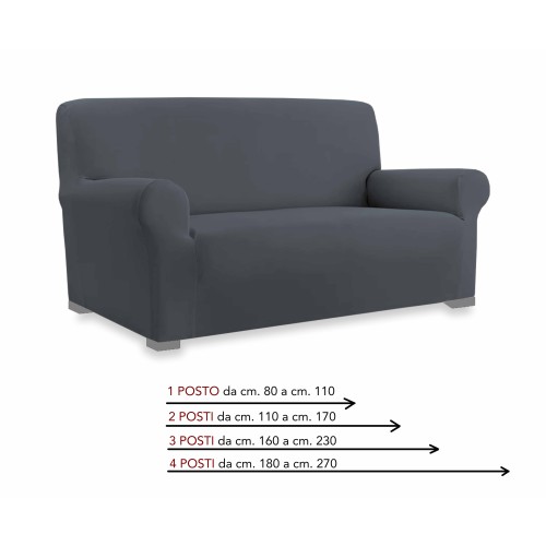 Universal stretch sofa cover ROMA stain-resistant DARK GREY