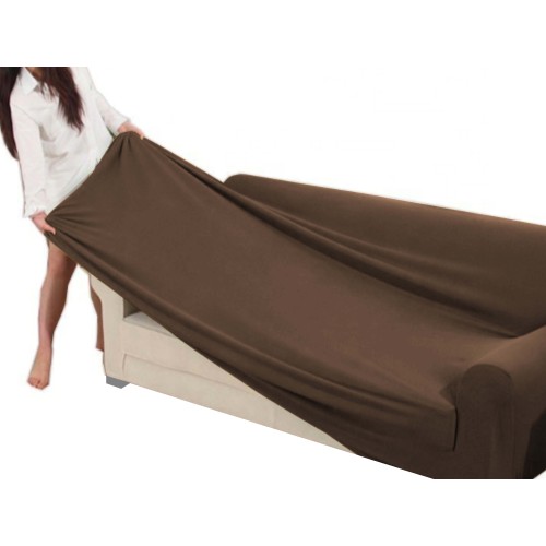 Universal-Stretch-Sofabezug ROMA schmutzabweisend BRAUN