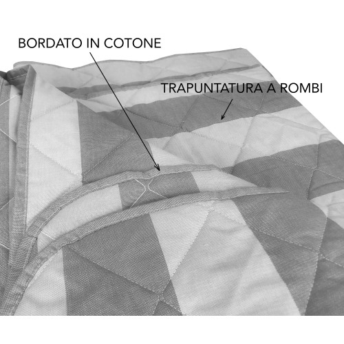 COLCHA ACOLCHADA DE RAYAS FRANCESAS GRISES en algodón PURO