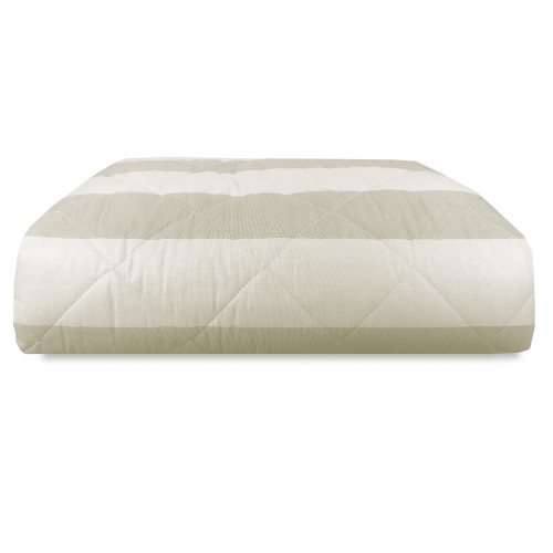 BEIGE ECRÙ French STRIPED QUILTED BEDSPREAD in PURE cotton
