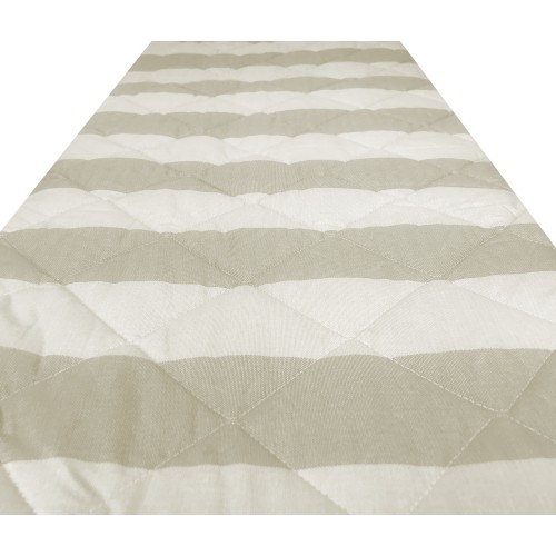 BEIGE ECRÙ GESTREIFTE GESTEPPTE TAGESDECKE aus REINER Baumwolle BEIGE ECRÙ