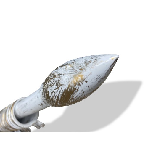 BASTONE BIANCO-ORO Per TENDA Regolabile DIAMETRO 19 MM. Completo DI ANELLI  mod. oliva