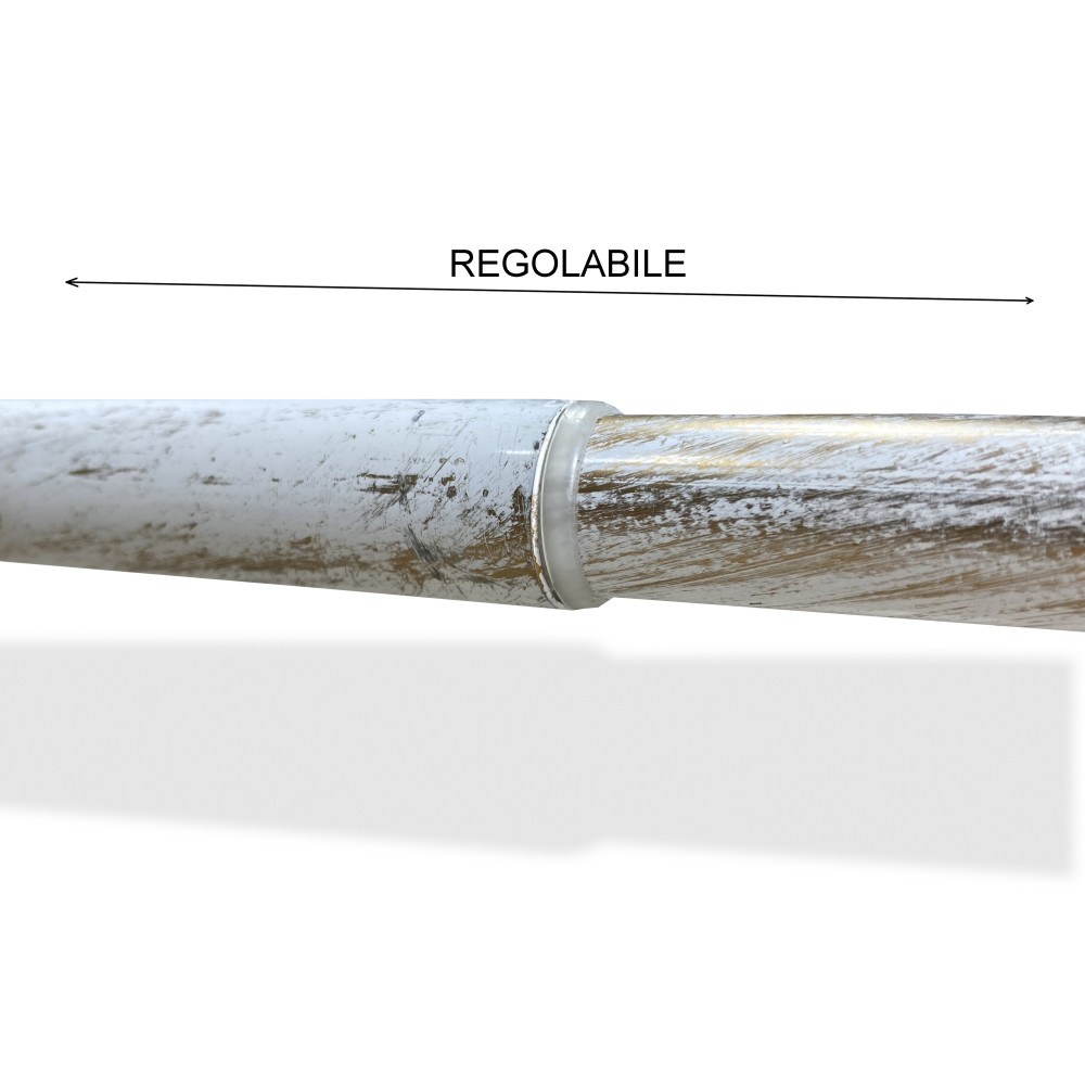 WHITE-GOLD ROD for adjustable CURTAIN DIAMETER 19 MM. Complete WITH RINGS mod. olive