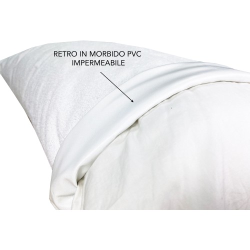 PVC PLUS PILLOWCASE © waterproof pillow cover with zipper in cotton terry cloth