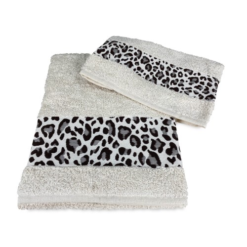 TOWEL SET 1+1 JACQUARD SPONGE FACE and guest MACULATO beige WASHY BAG