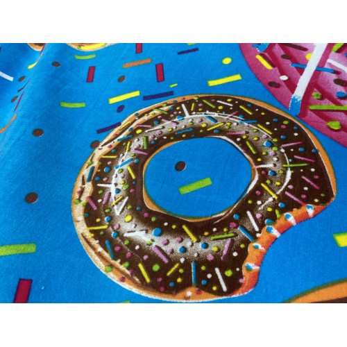 FOTO TOALLA RIZO TAMAÑO GRANDE CM.80x160 AZUL DONUTS y MANTÉN LA CALMA y AMOR SEA saco