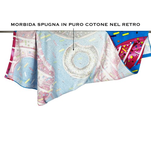 SERVIETTE DE PLAGE IMPRIMÉE EN ÉPONGE GRANDE TAILLE 80 x 160 CM DONUTS BLEU e KEEP CALM and LOVE SEA