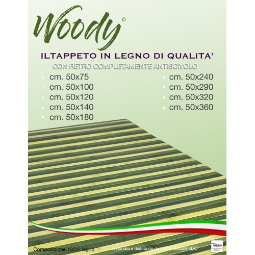 WOODY © KITCHEN RUG in wood SHADED GREEN BAMBOO all sizes