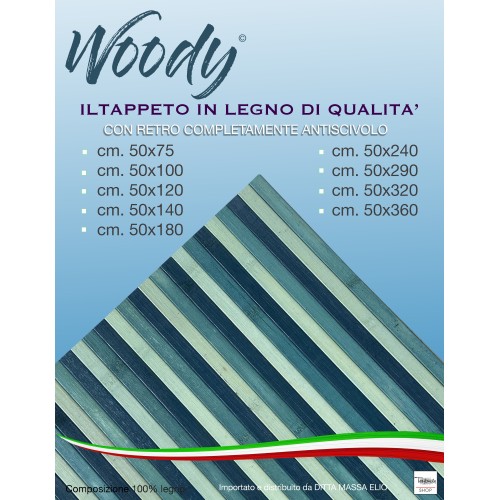 TAPPETO cucina WOODY © IN legno BAMBOO BLU VERDE MARE SFUMATO tutte le misure