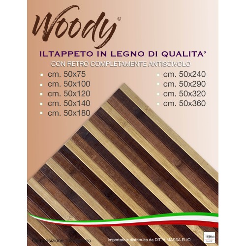 TAPPETO cucina WOODY IN legno BAMBOO MARRONE SFUMATO tutte le misure