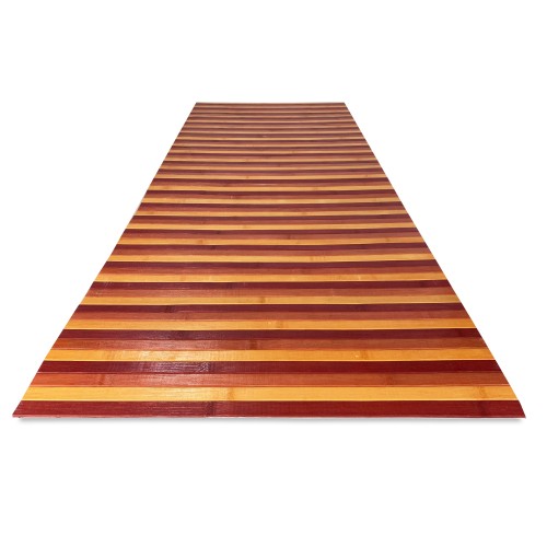TAPIS de CUISINE en BOIS WOODY BAMBOU BORDEAUX DÉGRADÉ ROUGE toutes les tailles