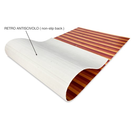 TAPIS de CUISINE en BOIS WOODY BAMBOU BORDEAUX DÉGRADÉ ROUGE toutes les tailles