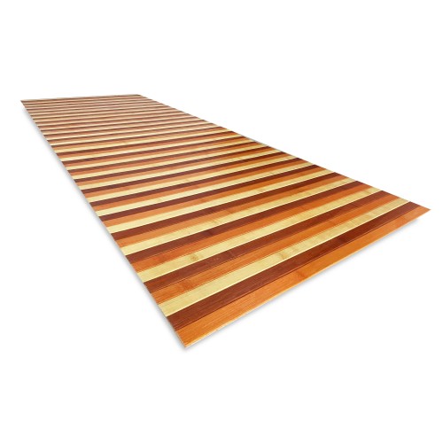 WOODY © KITCHEN RUG in wood BAMBOO ORANGE SHADED all sizes