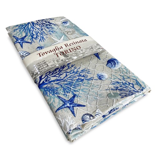 TOVAGLIA antimacchia RESINATA TORINO mare MARINO coralli BLU